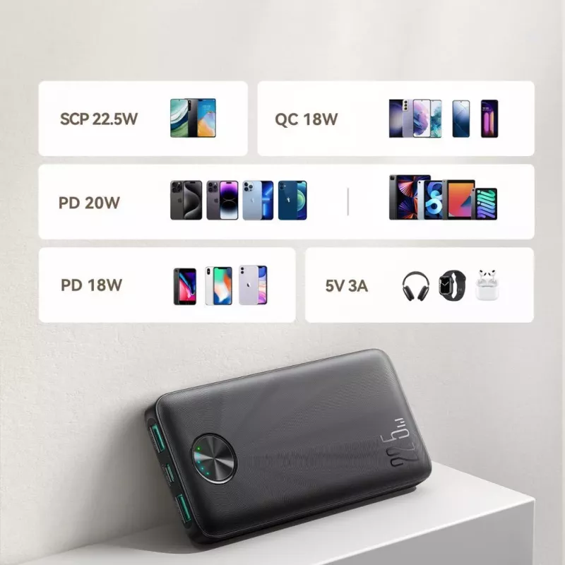 Joyroom JR-PBF15 Power Bank 10000mAh USB-C USB-A 22.5W Must