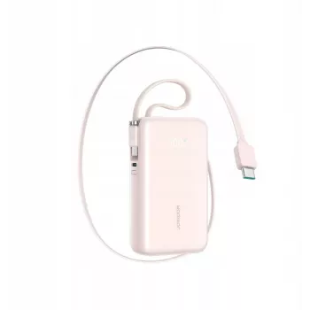 Joyroom JR-PR2L Power Bank 10000 mAh 35W digitaalse ekraaniga, sisseehitatud sissetõmmatava 2x Type-C rihmakaabliga (0,7 m) roosa
