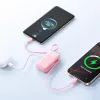 Joyroom JR-PR2L Power Bank 10000 mAh 35W digitaalse ekraaniga, sisseehitatud sissetõmmatava 2x Type-C rihmakaabliga (0,7 m) roosa