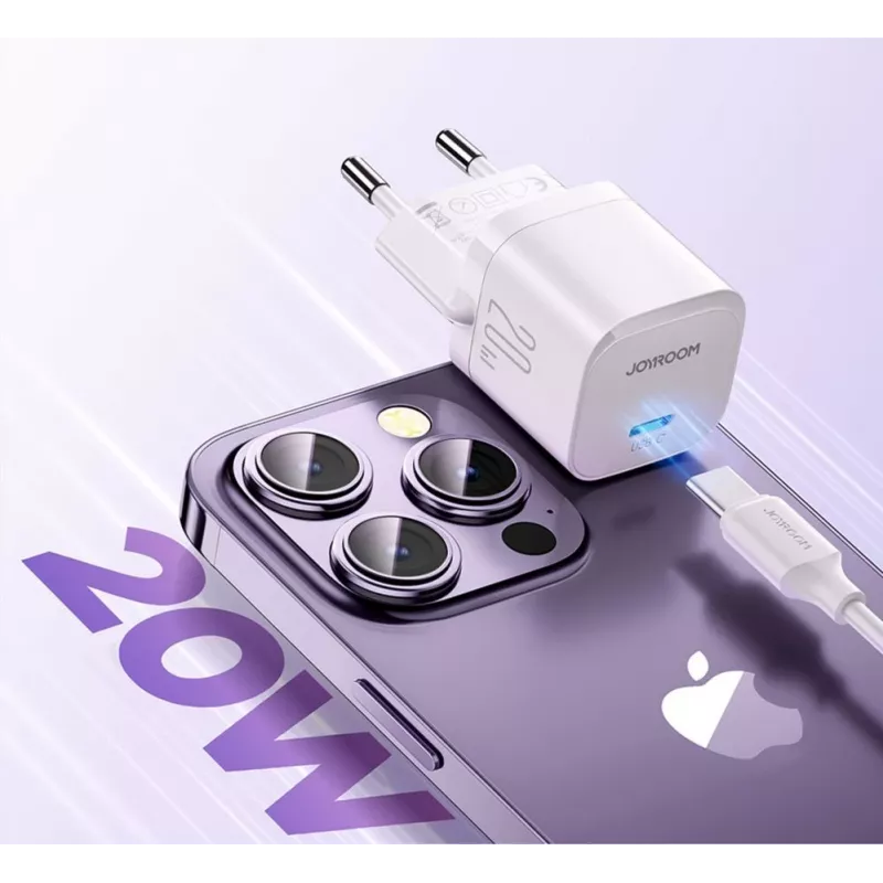 JOYROOM JR-TCF02 USB-C PD 20W seinadapter USB-C kaabliga - valge