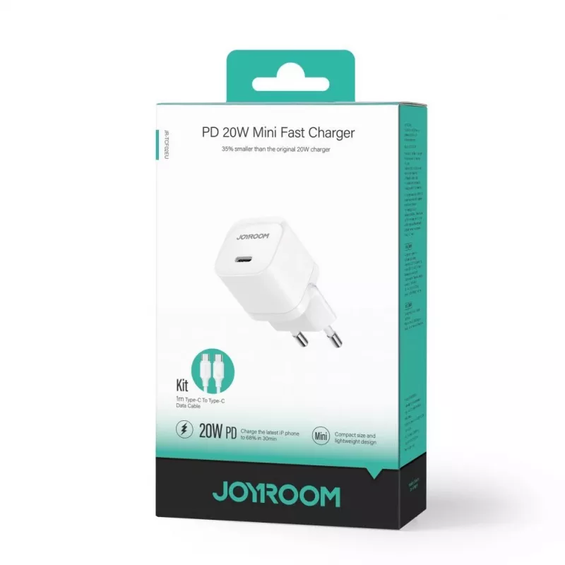 JOYROOM JR-TCF02 USB-C PD 20W seinadapter USB-C kaabliga - valge