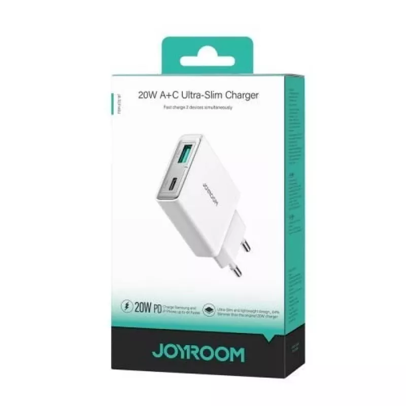 JOYROOM JR-TCF14-WHT 20W PD 3.0 & QC 3.0 Dual-Port USB Wall Charger - Valge