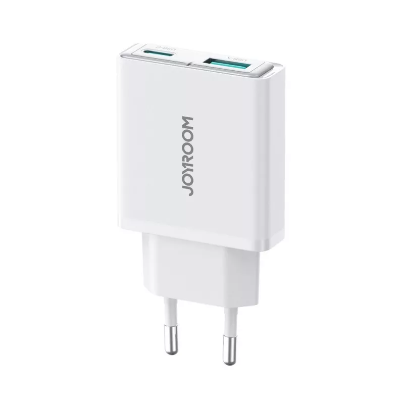 JOYROOM JR-TCF14-WHT 20W PD 3.0 & QC 3.0 Dual-Port USB Wall Charger - Valge