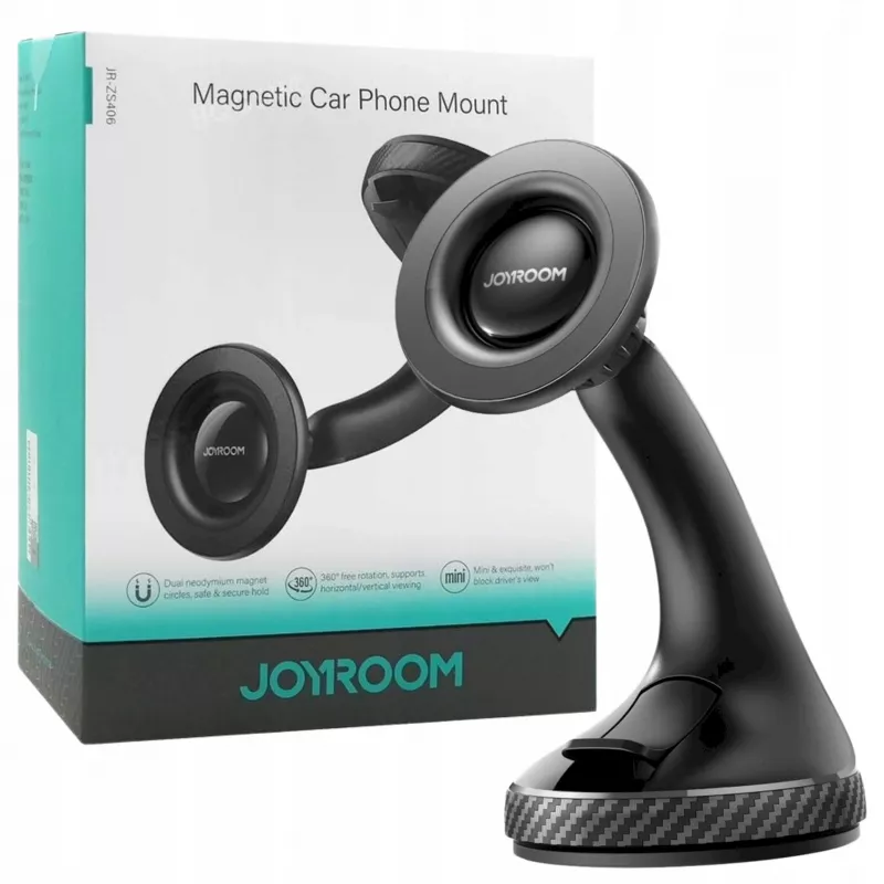 JOYROOM JR-ZS406-BLK Magnetiline tuuleklaasi autohoidik, 360° pöörlemine, must