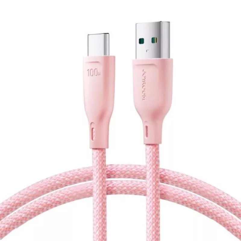 Joyroom Multi-Color Series USB-A–USB-C kiirlaadimis- ja andmekaabel, 100W, 1m, roosa (S-A34)
