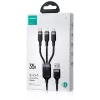 JOYROOM S-1T3018A18 3-in-1 mitme laadimiskaabel USB-A kuni USB-C/Micro-USB/Lightning, 30cm punutud nailon, 3.5A, must