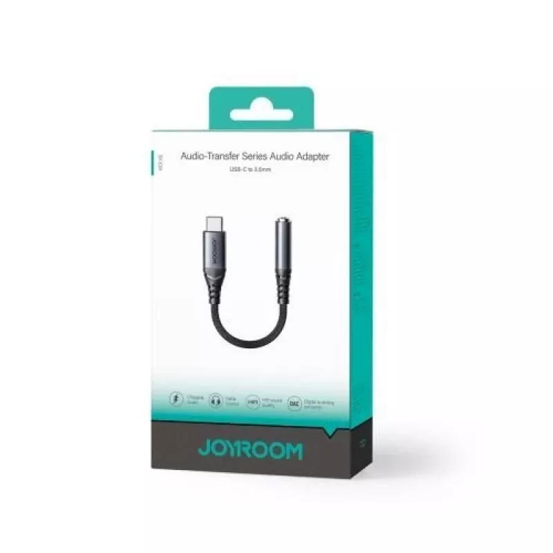 Joyroom SY-C01 USB-C kuni 3.5mm heliadapter 60W PD laadimisega, 0.14m, Must