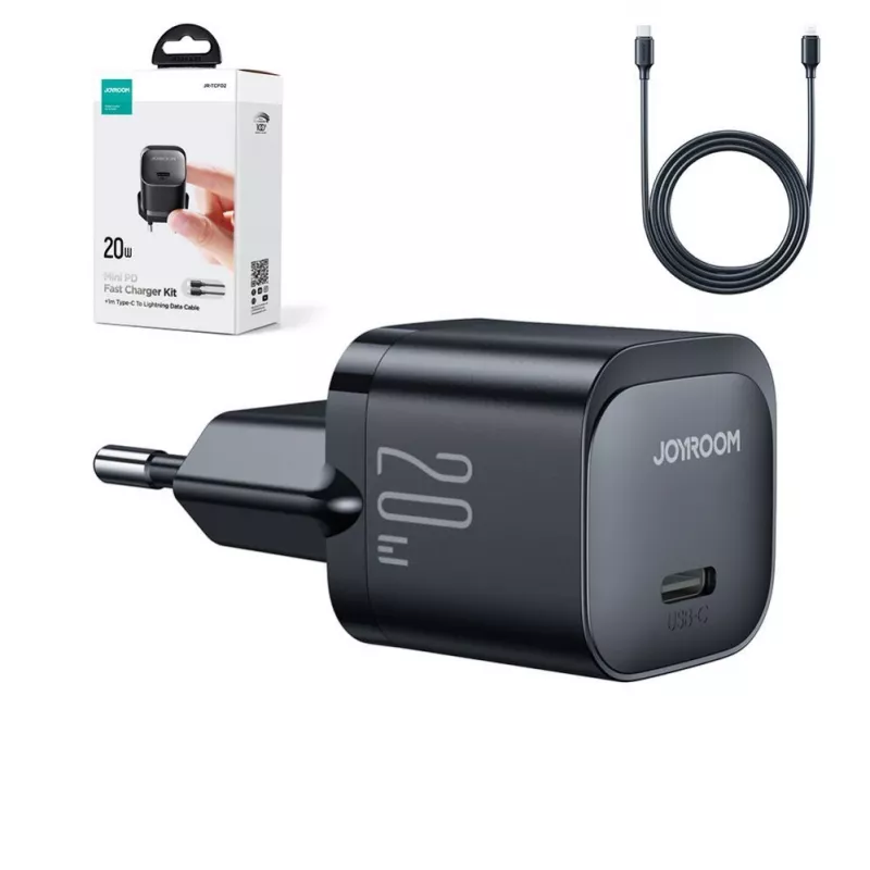 Joyroom USB-C 20W PD Mini Laadija USB-C-Lightning Kaabliga - Must