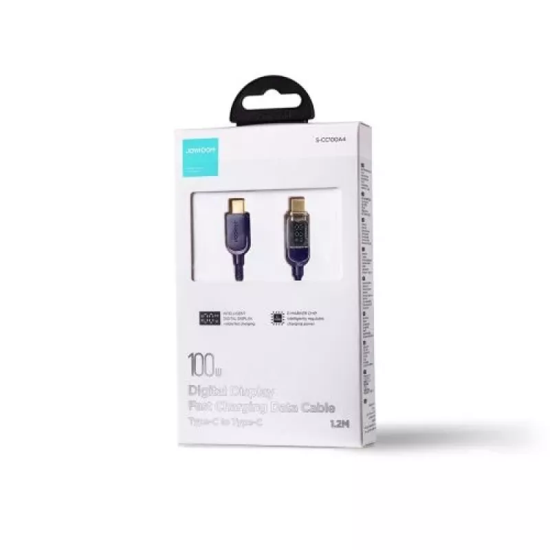 Joyroom USB-C to USB-C andmekaabel 100W, 1,2m digitaalse ekraaniga sinine (S-CC100A4)