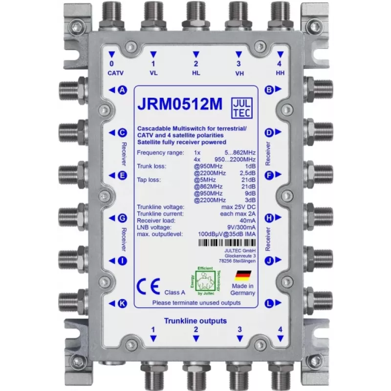 JULTEC JRM0512M 12-Way SAT/IF Multiswitch with Terrestrial Input