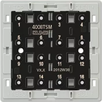 Jung 4008 TSM surunup-lüliti moodul, 1-pooluseline, 250 V AC, 10 A, kruviklemmid, süvispaigaldus, valge