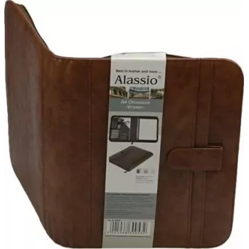 JÜSCHA Alassio VITERBO dokumendikaust tõmblukuga, kunstnahk, pruun, A4, 2 pastakahoidjat, 4 kaardipilu, 2 dokumendiosa, tasku kalkulaatorile, tasku kirjutusplokile, pritsmekindel (30053)