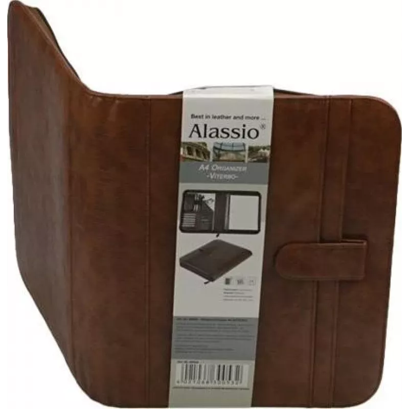 JÜSCHA Alassio VITERBO dokumendikaust tõmblukuga, kunstnahk, pruun, A4, 2 pastakahoidjat, 4 kaardipilu, 2 dokumendiosa, tasku kalkulaatorile, tasku kirjutusplokile, pritsmekindel (30053)