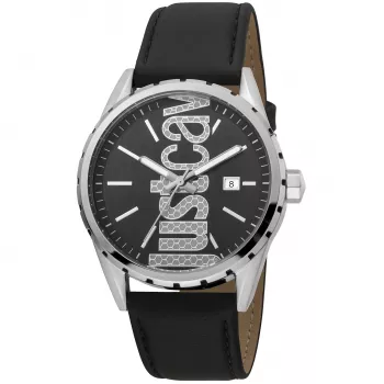 JUST CAVALLI MAN JC1G082L0085 Kvarts Analoogkell 42mm Sinine Sihtnäidik Sinine Nahkrihm