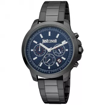 JUST CAVALLI MAN JC1G178M0075 44mm Quartz Analoogkell Roostevabast Terasest Milanese Mesh Rihmaga Sinise Sihtnumbriga