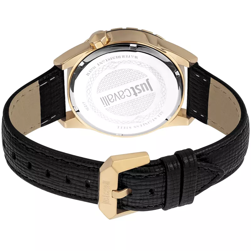 JUST CAVALLI MAN JC1G217L0035 Kvarts Analoogkell 42mm Musta Sihtnumbri ja Roostevabast Terasest Korpusega Musta Nahast Rihmaga