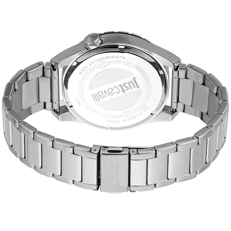 JUST CAVALLI MAN JC1G217M0055 Kvarts Analoog 42mm Roostevabast Terasest Kell Sinine Siiber Hõbedane Käevõru