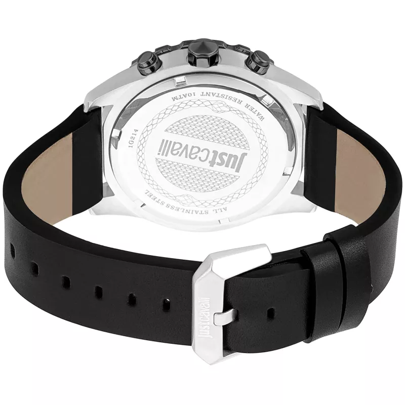 JUST CAVALLI MAN Watch JC1G214L0035 (45mm) - Musta numbrilaud, must nahkrihm