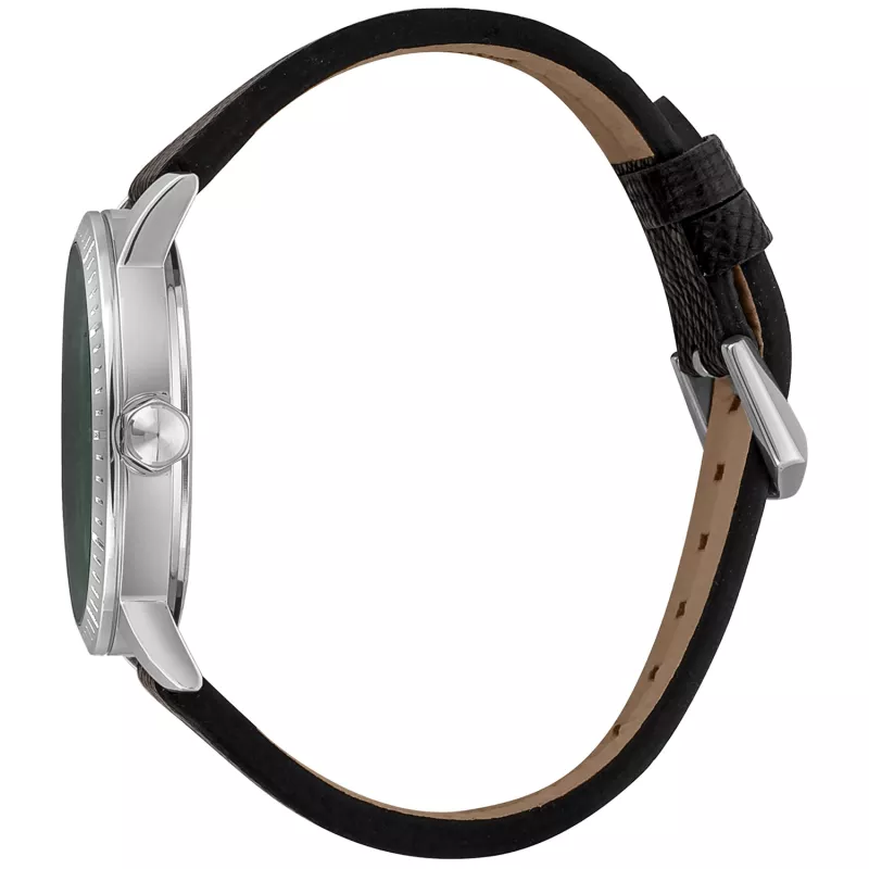 JUST CAVALLI Meeste Kvarts Analoogkell JC1G216L0025 42mm Roostevabast Terasest Korpuse ja Musta Nahkrihmaga
