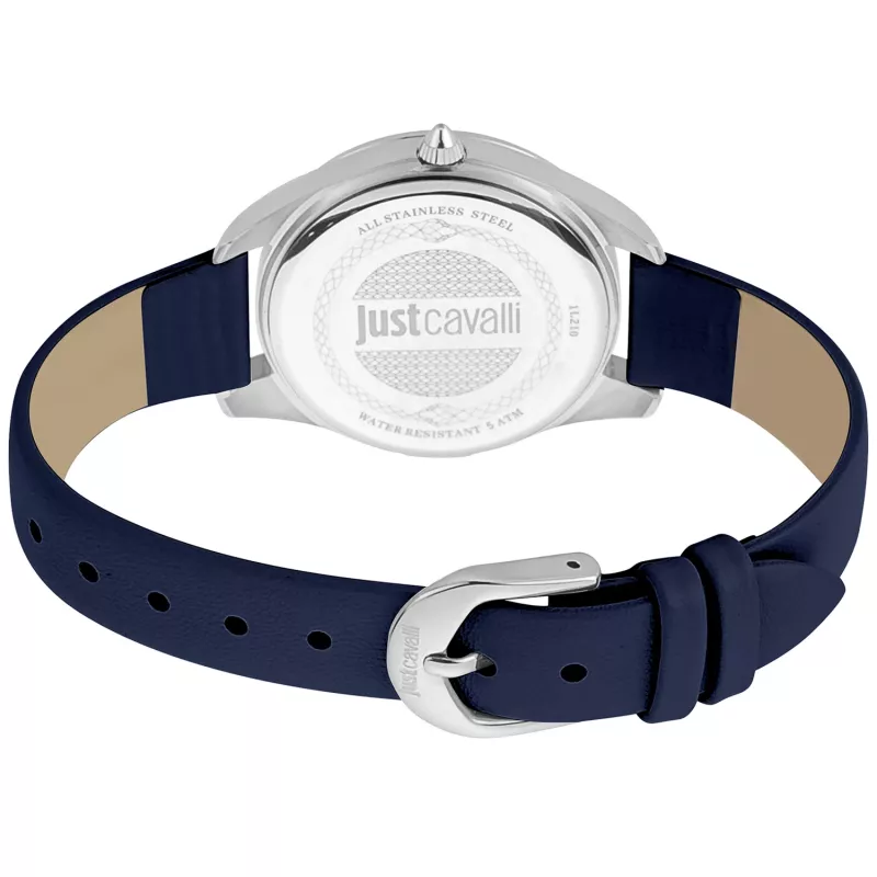 JUST CAVALLI naiste kell JC1L210L0115 32mm hõbedane sihverplaat valge nahkrihm