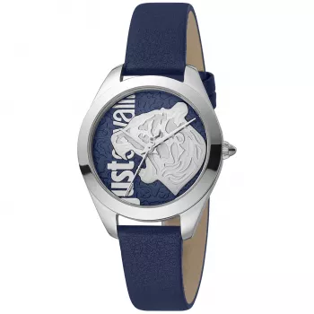 JUST CAVALLI naiste kell JC1L210L0115 32mm hõbedane sihverplaat valge nahkrihm