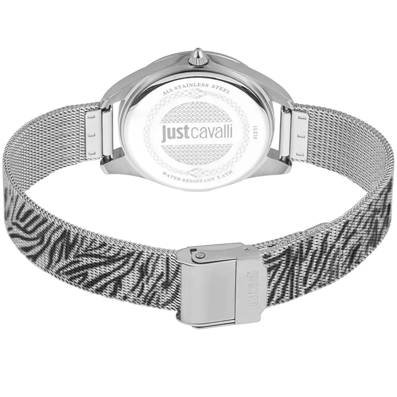 JUST CAVALLI Naiste Kell JC1L210M0045 32mm Hõbedane Roostevabast Terasest Võrkrihmaga Kvarts Analoog