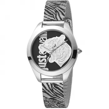 JUST CAVALLI Naiste Kell JC1L210M0045 32mm Hõbedane Roostevabast Terasest Võrkrihmaga Kvarts Analoog