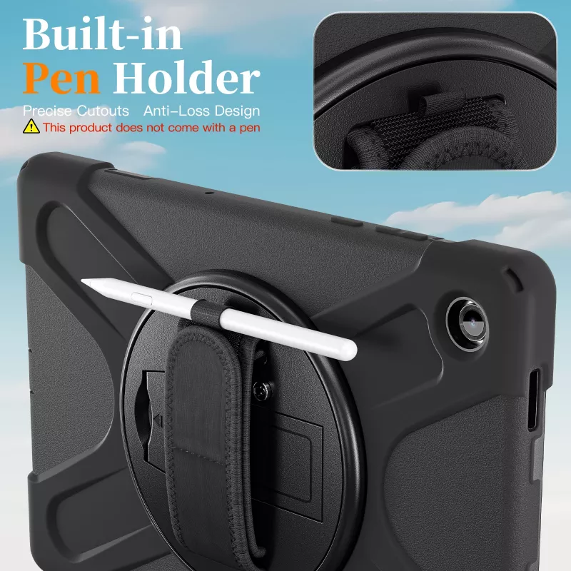 JUST MUST JM Rugged Case Grip Samsung Galaxy Tab A11+ jaoks rihmaga, must