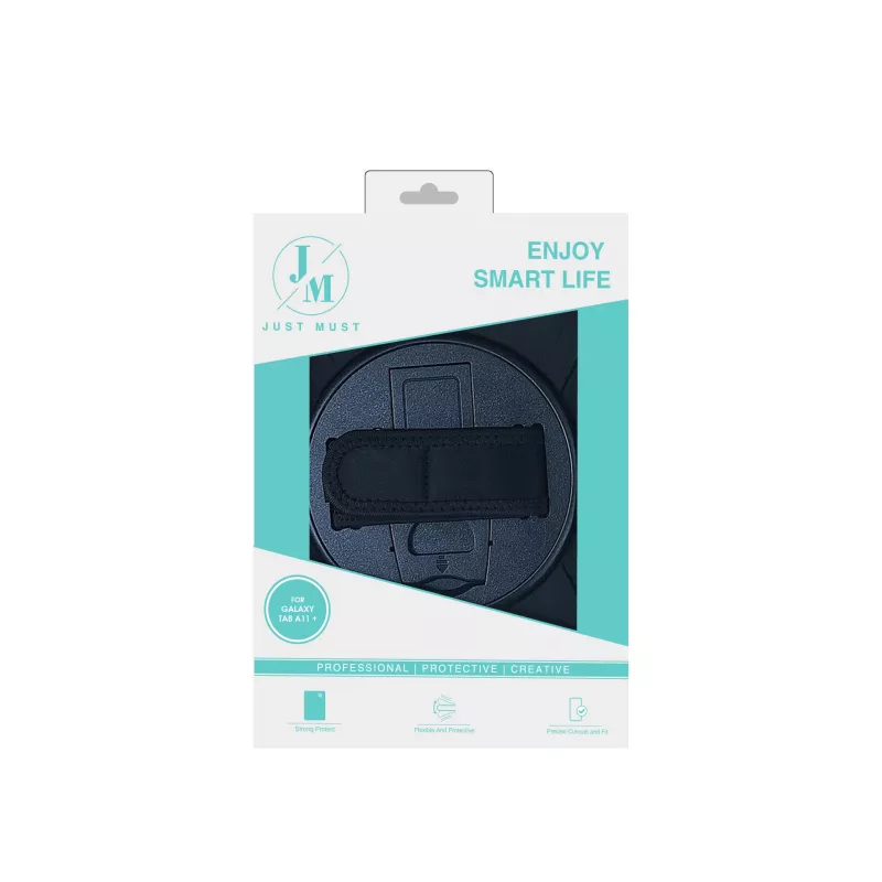 JUST MUST JM Rugged Case Grip Samsung Galaxy Tab A11+ jaoks rihmaga, must