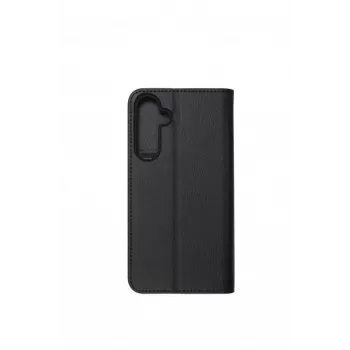 JUST MUST JM Stand Flip Case Samsung Galaxy A35 5G jaoks, must – PU-nahast rahakott kaarditaskute ja alusega