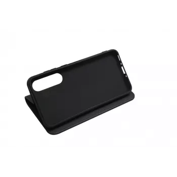 JUST MUST JM Stand Flip Case Samsung Galaxy A35 5G jaoks, must – PU-nahast rahakott kaarditaskute ja alusega