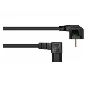 Kabelmeister 3m toitejuhe, CEE 7/7 Schuko – IEC C15, 90° nurga all, must