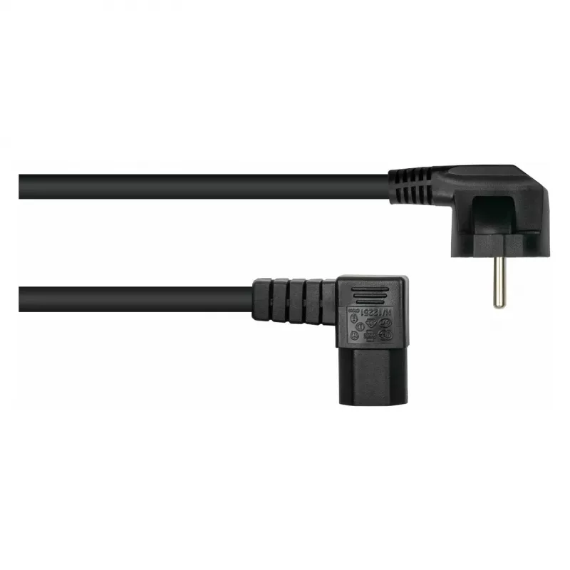 Kabelmeister 3m toitejuhe, CEE 7/7 Schuko – IEC C15, 90° nurga all, must