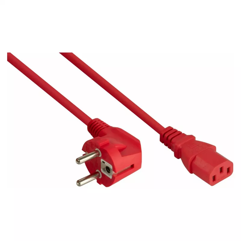 Kabelmeister 90° nurga all Schuko kuni C13 toitekaabel 1,8m punane