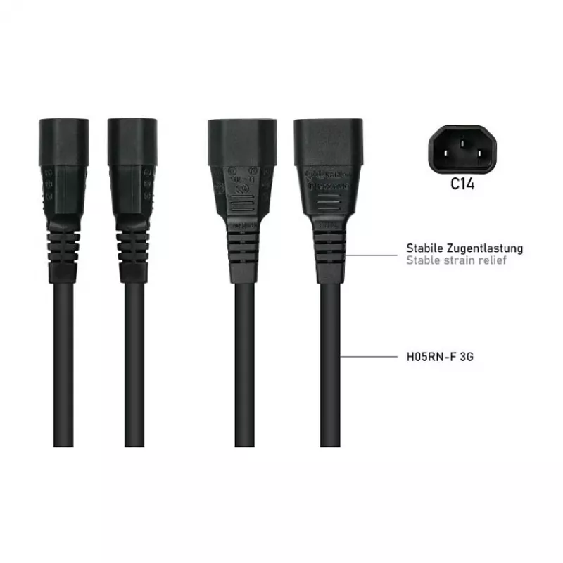Kabelmeister C14 to C15 kuumakindel toitejuhe 0,5m 10A 250V must