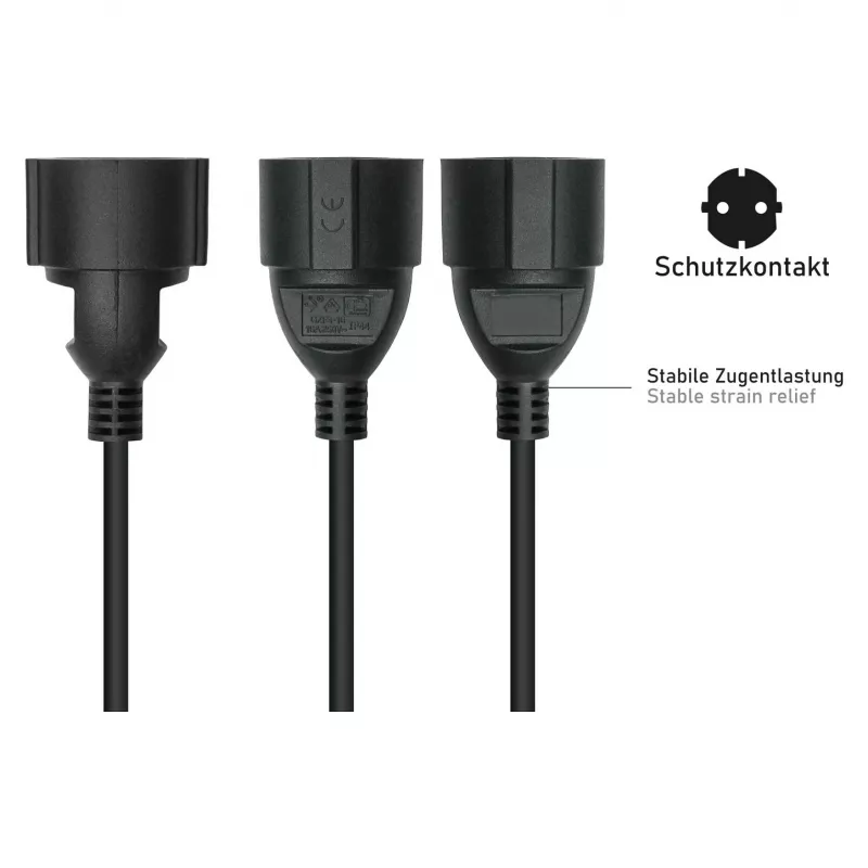 Kabelmeister C14 Schuko pistikupesale toiteadapteri kaabel 0,15 m must