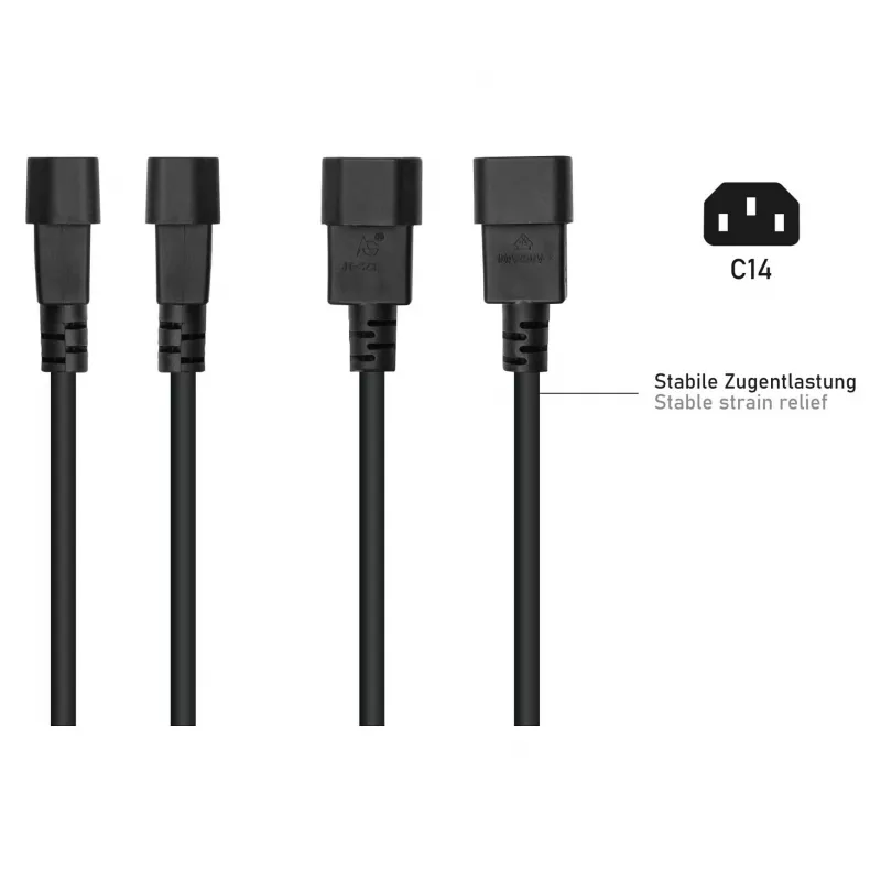 Kabelmeister C14 Schuko pistikupesale toiteadapteri kaabel 0,15 m must