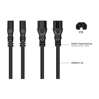 Kabelmeister IEC C14 to C15 toitekaabel 3m (SK1450-S030) – must