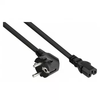 Kabelmeister toitekaabel 90° nurga all Schuko pistikuga C15 pistikupessa, 3m, must