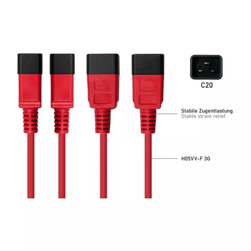 Kabelmeister Toitepikenduskaabel C20 kuni C19, 2m, Must
