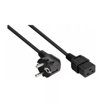 Kabelmeister SK0190-S030 90° nurga all Schuko kuni IEC C19 toitekaabel, 3m, must