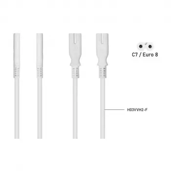 KABELMEISTER SK0877-W003 toitejaoturkaabel IEC C8 – 2x IEC C7, 0,3 m, must