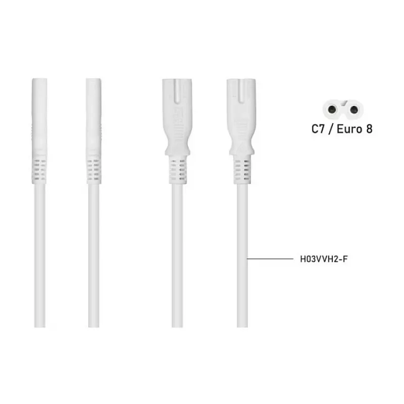 KABELMEISTER SK0877-W003 toitejaoturkaabel IEC C8 – 2x IEC C7, 0,3 m, must