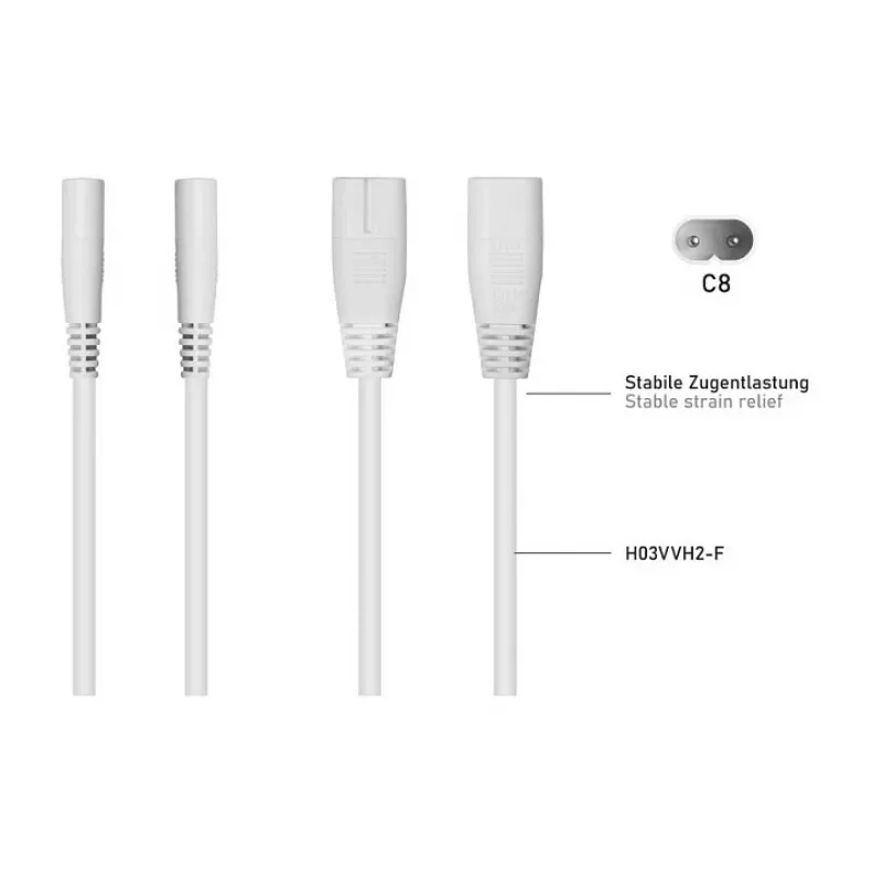 KABELMEISTER SK0877-W003 toitejaoturkaabel IEC C8 – 2x IEC C7, 0,3 m, must