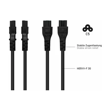 Kabelmeister SK6505-S018 Toitekaabel - Itaalia tüüp I pistik IEC C5, must, 1,8 m