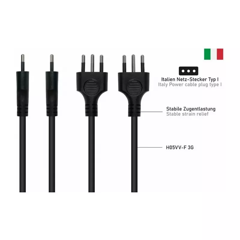 Kabelmeister SK6505-S018 Toitekaabel - Itaalia tüüp I pistik IEC C5, must, 1,8 m