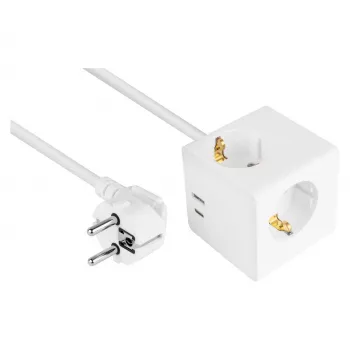 kabelmeister pistikupesakuubik 3 pesaga USB-C ja USB-A-ga, valge, 2m