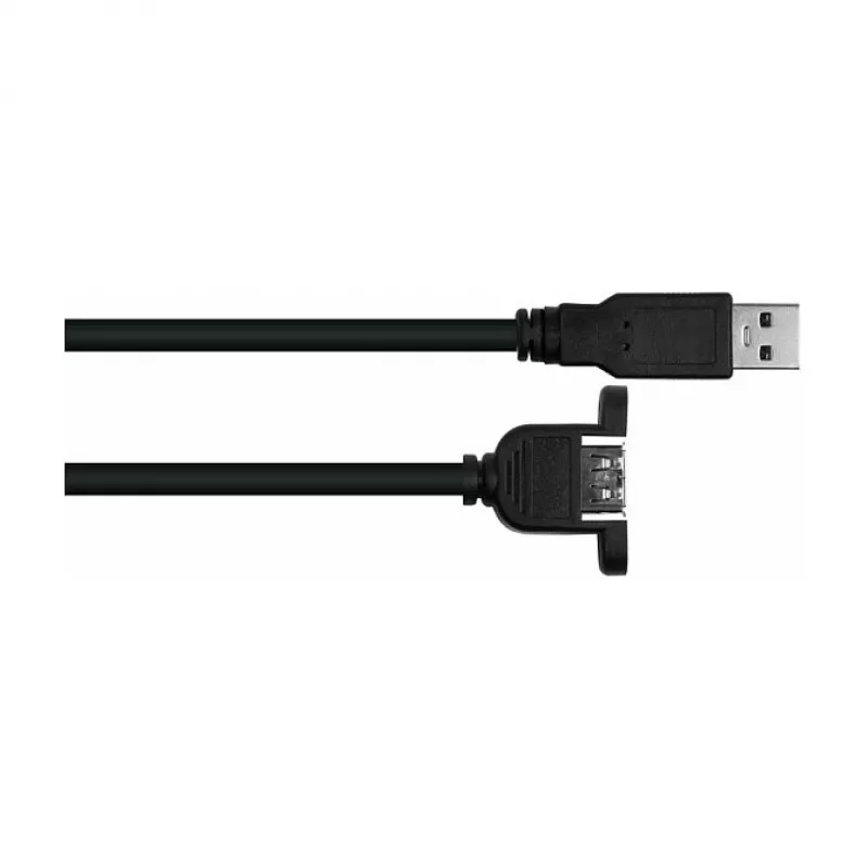 Kabelmeister USB 2.0 pikenduskaabel, Type-A isane pistik paneelikinnitusega Type-A emane pistikupesa, 1m, must