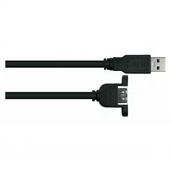 Kabelmeister USB 3.0 pikenduskaabel, paneelikinnitus, Type-A isane kuni Type-A emane, 0,3 m, must, UL-sertifitseeritud
