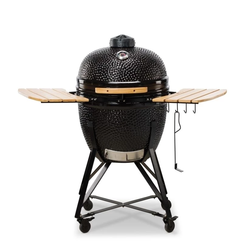 Kamado Bono Grande Ceramic Grill 23″ Charcoal BBQ with Cart, Black